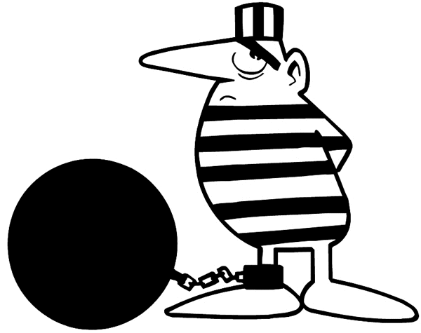 Prisoner with ball and chain vinyl decal. Customize on line. Law and Order 057-0194